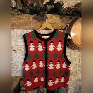 Y2K Wool Frosty The Snowman Sweater Vest
